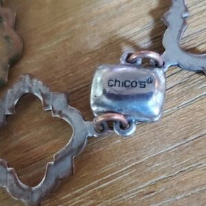 Chico's Set Silver and Cream Earrings And Bracelet
